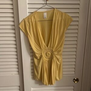 Cabana Life Yellow Blouse with Crochet Detail